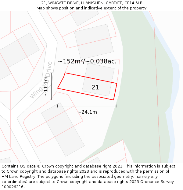 21, WINGATE DRIVE, LLANISHEN, CARDIFF, CF14 5LR: Plot and title map