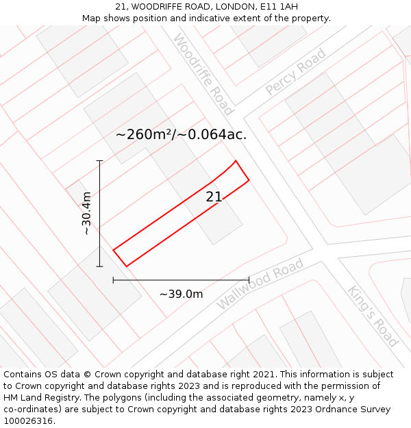 21, WOODRIFFE ROAD, LONDON, E11 1AH: Plot and title map