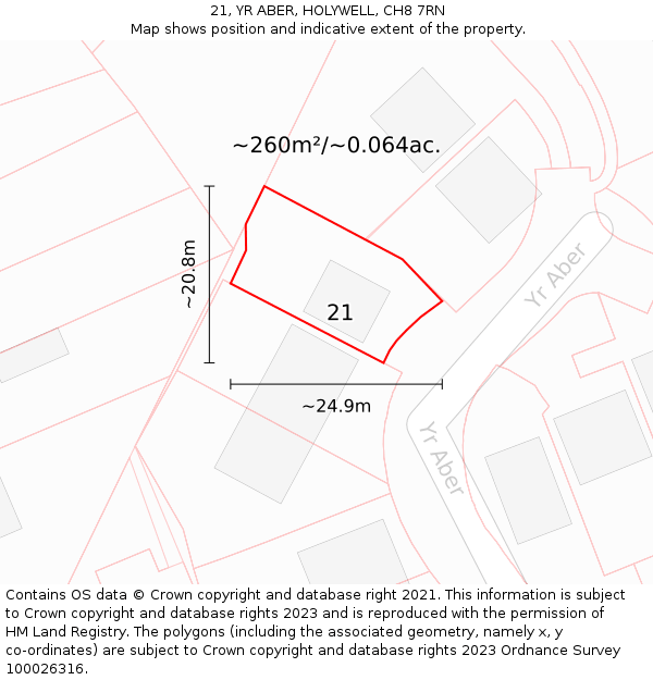 21, YR ABER, HOLYWELL, CH8 7RN: Plot and title map