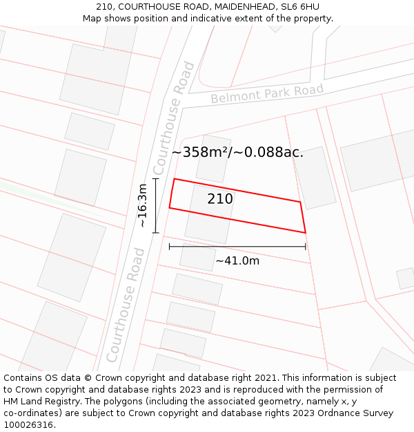 210, COURTHOUSE ROAD, MAIDENHEAD, SL6 6HU: Plot and title map