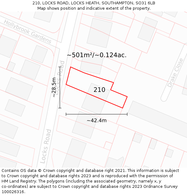 210, LOCKS ROAD, LOCKS HEATH, SOUTHAMPTON, SO31 6LB: Plot and title map