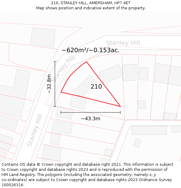 210, STANLEY HILL, AMERSHAM, HP7 9ET: Plot and title map