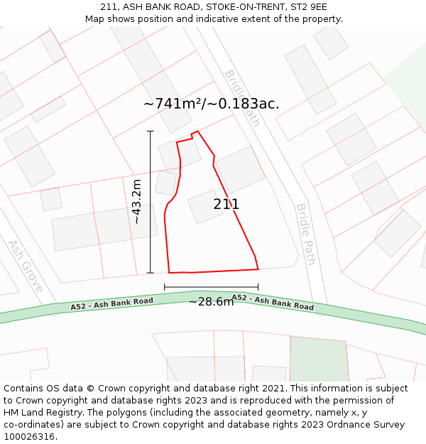 211, ASH BANK ROAD, STOKE-ON-TRENT, ST2 9EE: Plot and title map