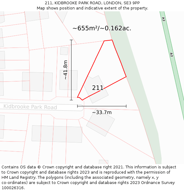 211, KIDBROOKE PARK ROAD, LONDON, SE3 9PP: Plot and title map