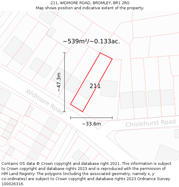 211, WIDMORE ROAD, BROMLEY, BR1 2RG: Plot and title map