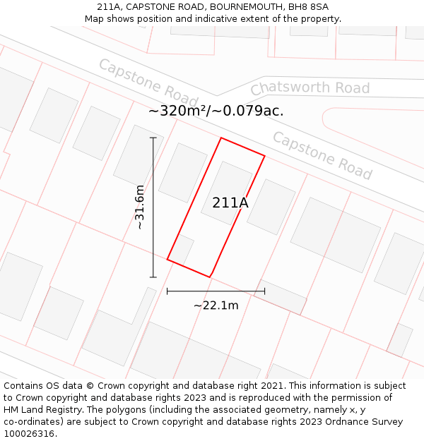 211A, CAPSTONE ROAD, BOURNEMOUTH, BH8 8SA: Plot and title map