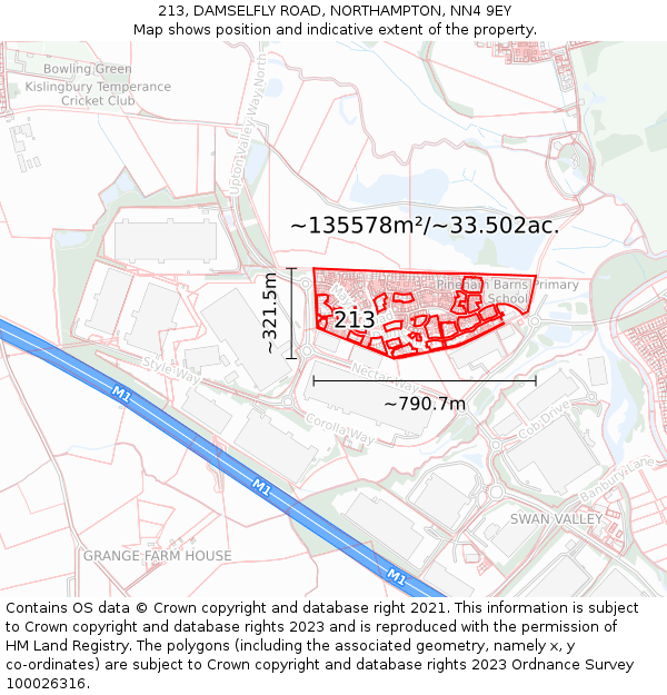 213, DAMSELFLY ROAD, NORTHAMPTON, NN4 9EY: Plot and title map