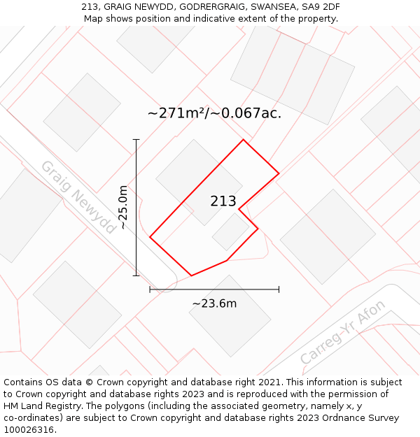 213, GRAIG NEWYDD, GODRERGRAIG, SWANSEA, SA9 2DF: Plot and title map