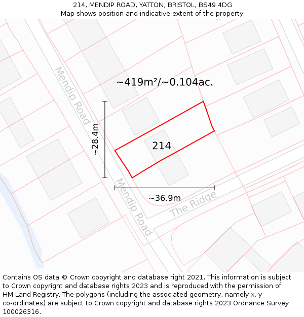 214, MENDIP ROAD, YATTON, BRISTOL, BS49 4DG: Plot and title map