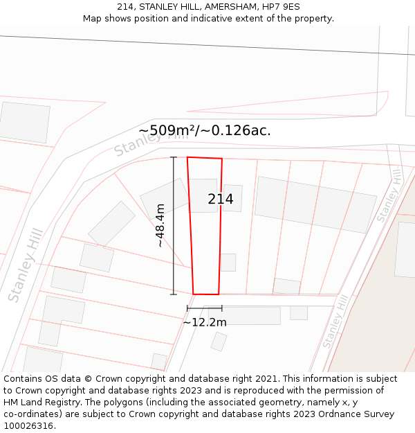 214, STANLEY HILL, AMERSHAM, HP7 9ES: Plot and title map