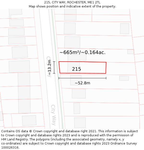 215, CITY WAY, ROCHESTER, ME1 2TL: Plot and title map