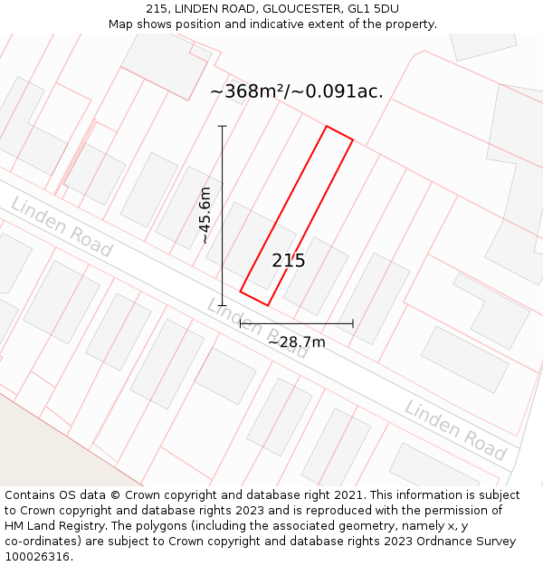 215, LINDEN ROAD, GLOUCESTER, GL1 5DU: Plot and title map