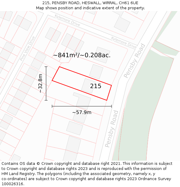 215, PENSBY ROAD, HESWALL, WIRRAL, CH61 6UE: Plot and title map
