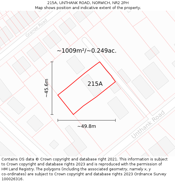 215A, UNTHANK ROAD, NORWICH, NR2 2PH: Plot and title map