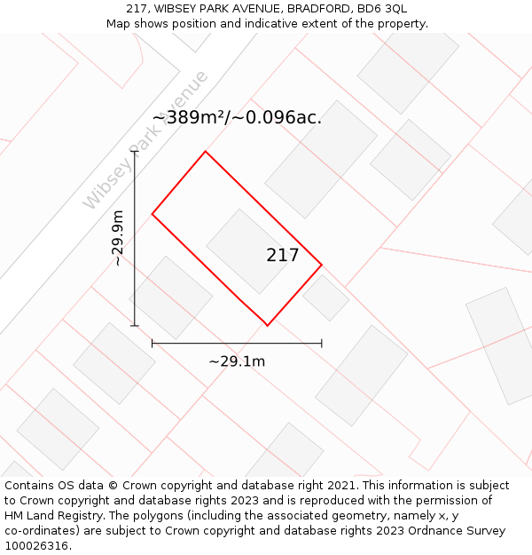 217, WIBSEY PARK AVENUE, BRADFORD, BD6 3QL: Plot and title map