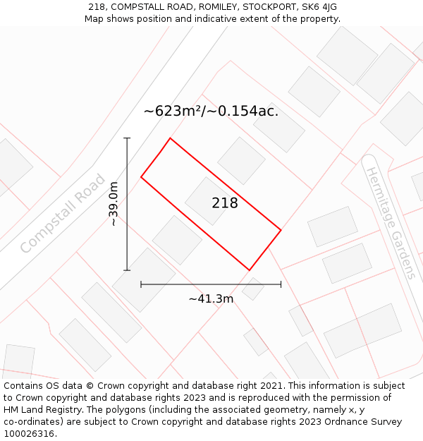 218, COMPSTALL ROAD, ROMILEY, STOCKPORT, SK6 4JG: Plot and title map