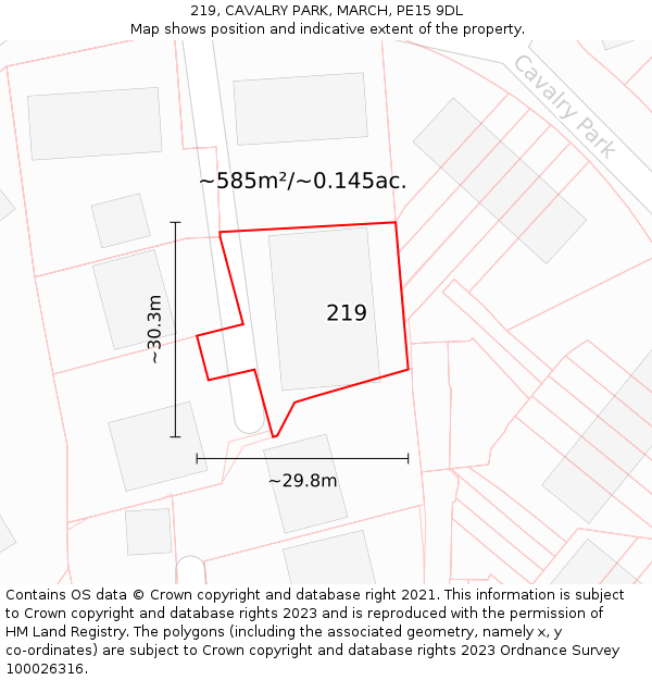 219, CAVALRY PARK, MARCH, PE15 9DL: Plot and title map