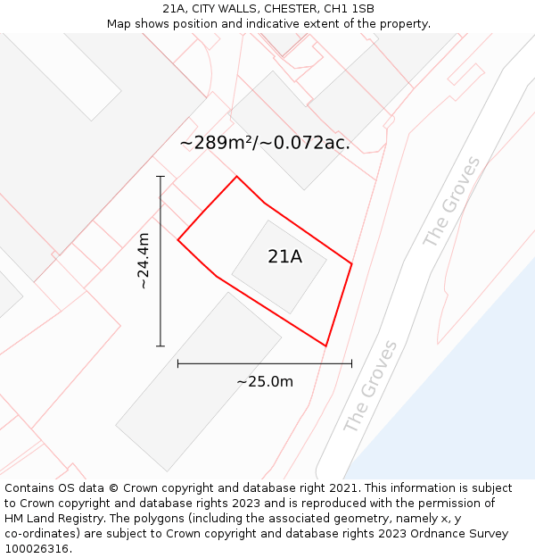 21A, CITY WALLS, CHESTER, CH1 1SB: Plot and title map