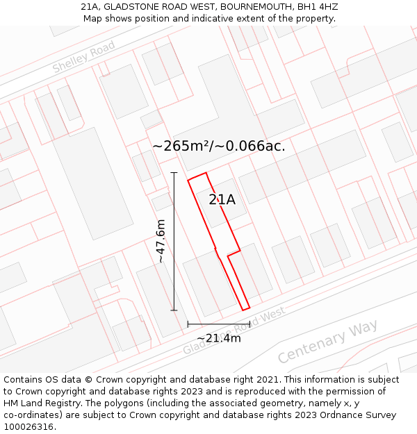 21A, GLADSTONE ROAD WEST, BOURNEMOUTH, BH1 4HZ: Plot and title map