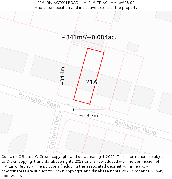 21A, RIVINGTON ROAD, HALE, ALTRINCHAM, WA15 9PJ: Plot and title map