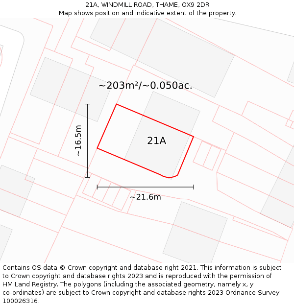 21A, WINDMILL ROAD, THAME, OX9 2DR: Plot and title map