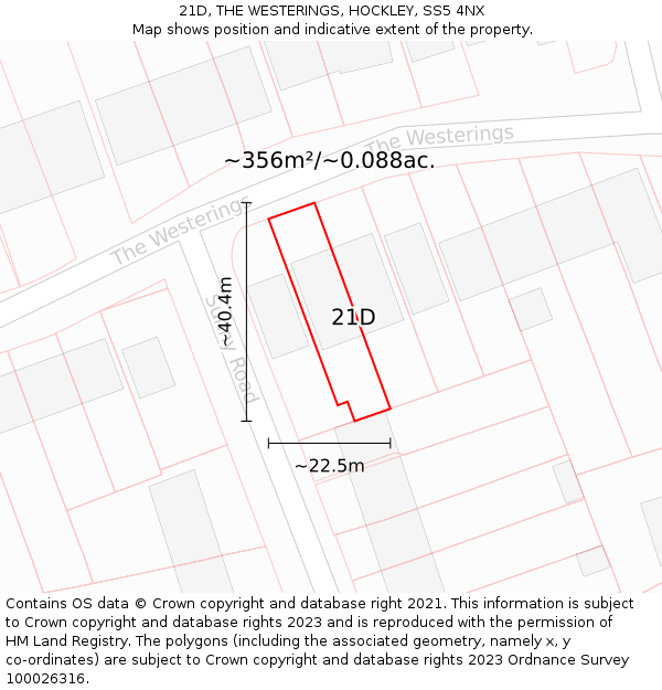 21D, THE WESTERINGS, HOCKLEY, SS5 4NX: Plot and title map