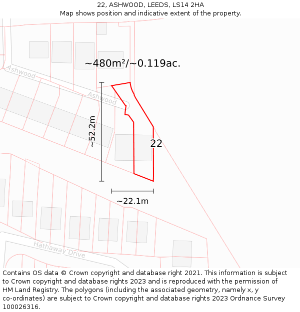 22, ASHWOOD, LEEDS, LS14 2HA: Plot and title map