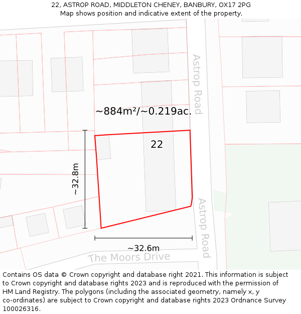 22, ASTROP ROAD, MIDDLETON CHENEY, BANBURY, OX17 2PG: Plot and title map