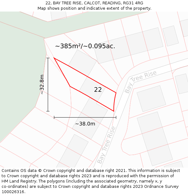 22, BAY TREE RISE, CALCOT, READING, RG31 4RG: Plot and title map