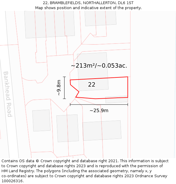 22, BRAMBLEFIELDS, NORTHALLERTON, DL6 1ST: Plot and title map