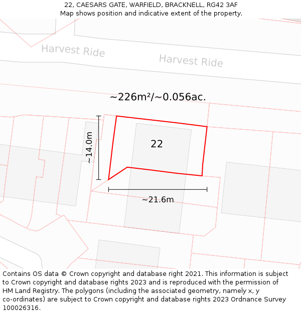 22, CAESARS GATE, WARFIELD, BRACKNELL, RG42 3AF: Plot and title map