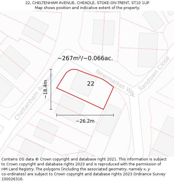 22, CHELTENHAM AVENUE, CHEADLE, STOKE-ON-TRENT, ST10 1UP: Plot and title map
