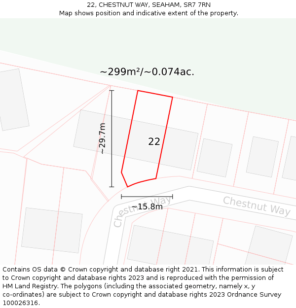 22, CHESTNUT WAY, SEAHAM, SR7 7RN: Plot and title map