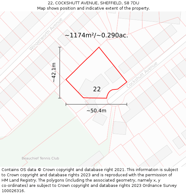 22, COCKSHUTT AVENUE, SHEFFIELD, S8 7DU: Plot and title map