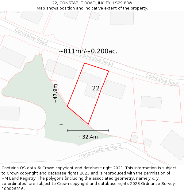22, CONSTABLE ROAD, ILKLEY, LS29 8RW: Plot and title map