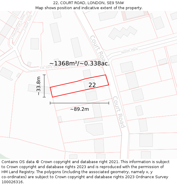 22, COURT ROAD, LONDON, SE9 5NW: Plot and title map