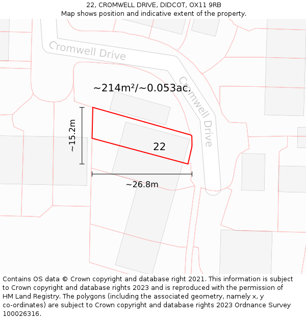 22, CROMWELL DRIVE, DIDCOT, OX11 9RB: Plot and title map