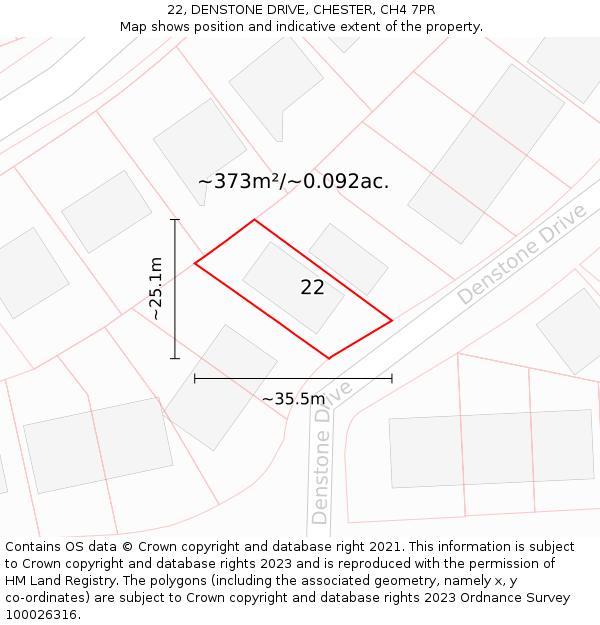 22, DENSTONE DRIVE, CHESTER, CH4 7PR: Plot and title map