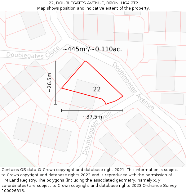 22, DOUBLEGATES AVENUE, RIPON, HG4 2TP: Plot and title map