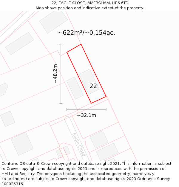 22, EAGLE CLOSE, AMERSHAM, HP6 6TD: Plot and title map