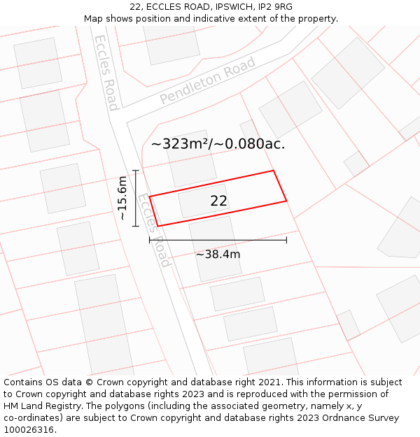 22, ECCLES ROAD, IPSWICH, IP2 9RG: Plot and title map