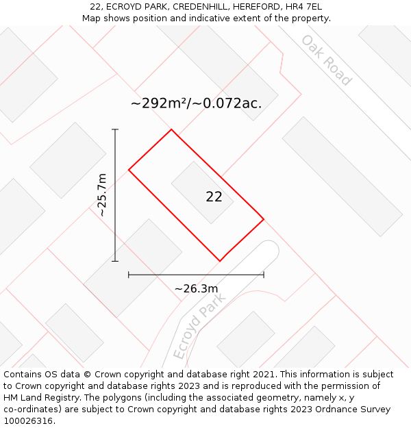 22, ECROYD PARK, CREDENHILL, HEREFORD, HR4 7EL: Plot and title map