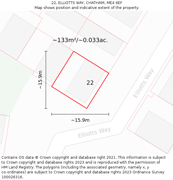 22, ELLIOTTS WAY, CHATHAM, ME4 6EF: Plot and title map