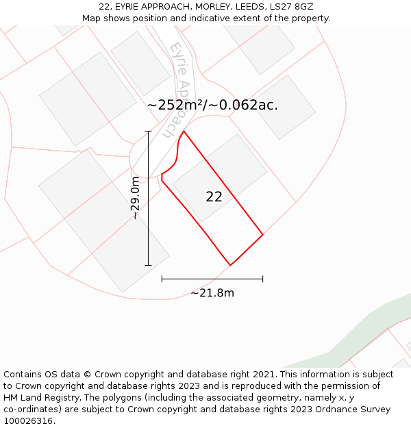 22, EYRIE APPROACH, MORLEY, LEEDS, LS27 8GZ: Plot and title map