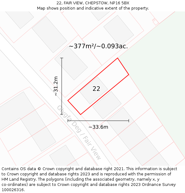 22, FAIR VIEW, CHEPSTOW, NP16 5BX: Plot and title map