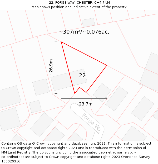 22, FORGE WAY, CHESTER, CH4 7NN: Plot and title map
