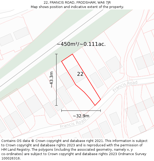 22, FRANCIS ROAD, FRODSHAM, WA6 7JR: Plot and title map
