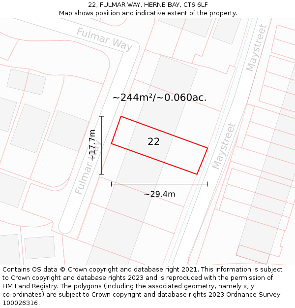 22, FULMAR WAY, HERNE BAY, CT6 6LF: Plot and title map