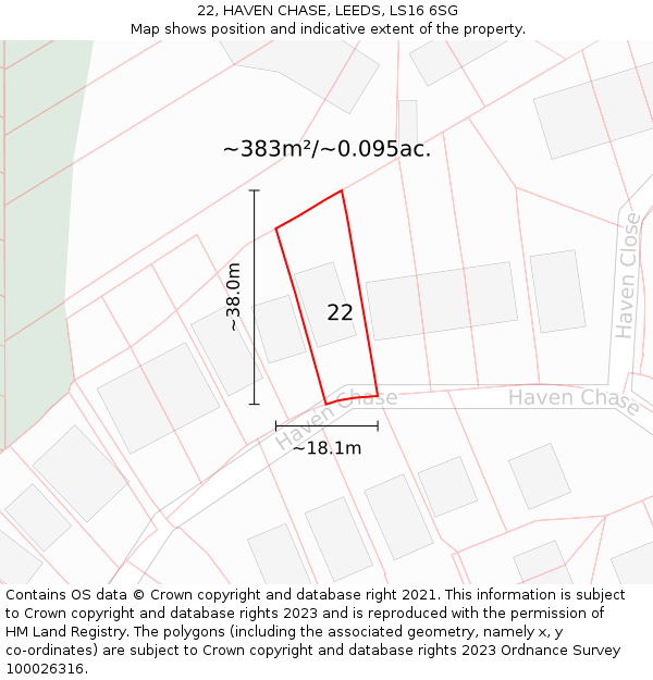 22, HAVEN CHASE, LEEDS, LS16 6SG: Plot and title map