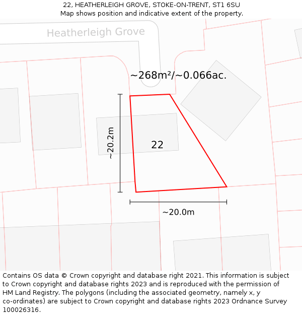 22, HEATHERLEIGH GROVE, STOKE-ON-TRENT, ST1 6SU: Plot and title map